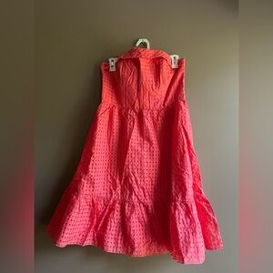 Hitherto Anthropologie Coral Dress strapless 12